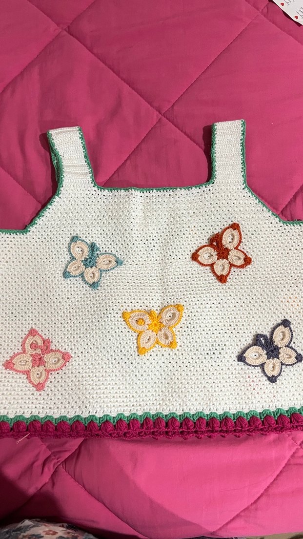 Nakışlı Örme Kelebekli crop - Görsel 2