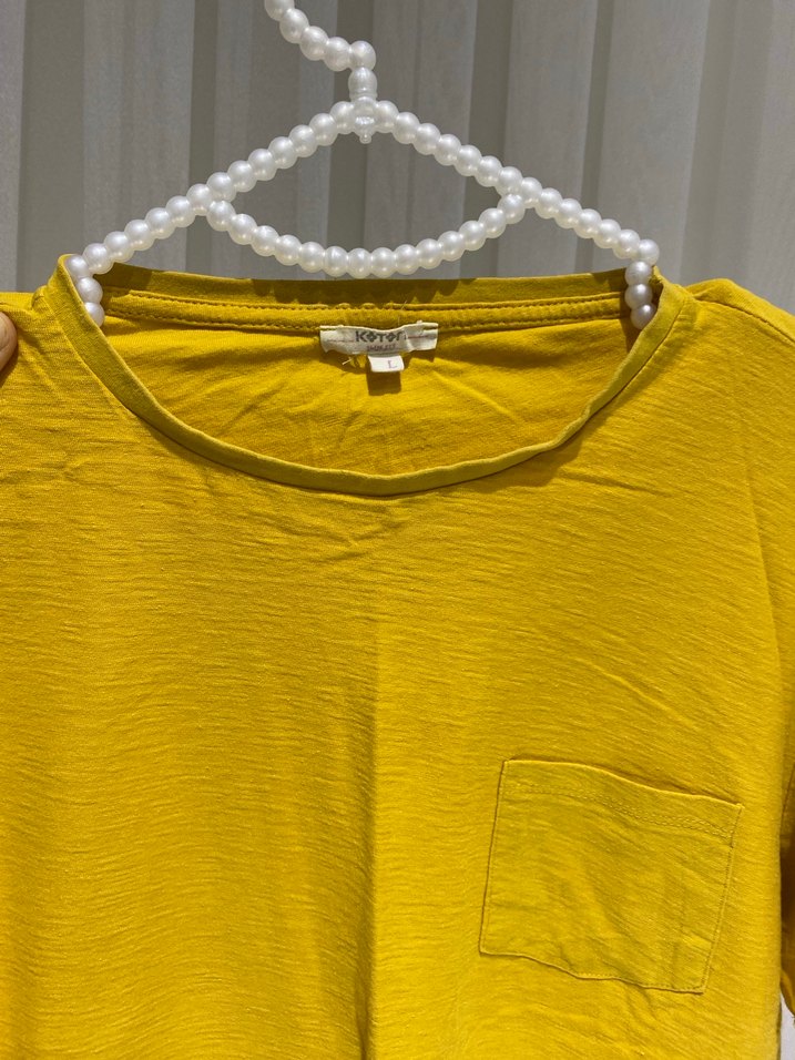 Sarı Kısa Kollu Kadın Tişört - Görsel 2