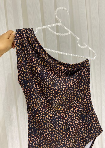 Drapeli Yılan Desenli Midi Kadın bluz - Görsel 2