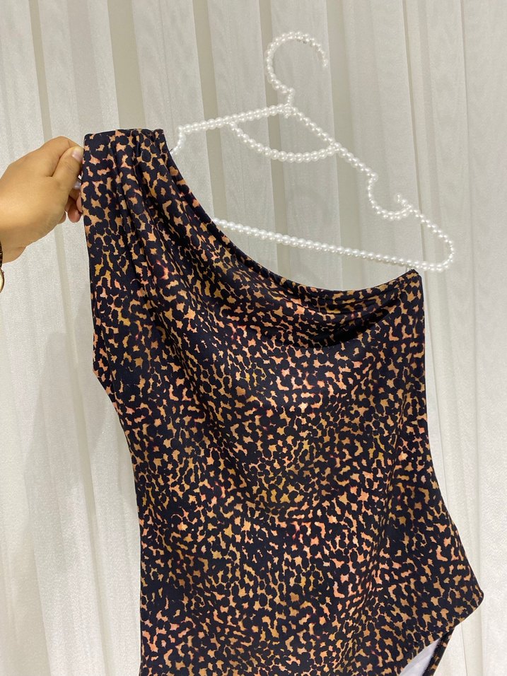 Drapeli Yılan Desenli Midi Kadın bluz - Görsel 2