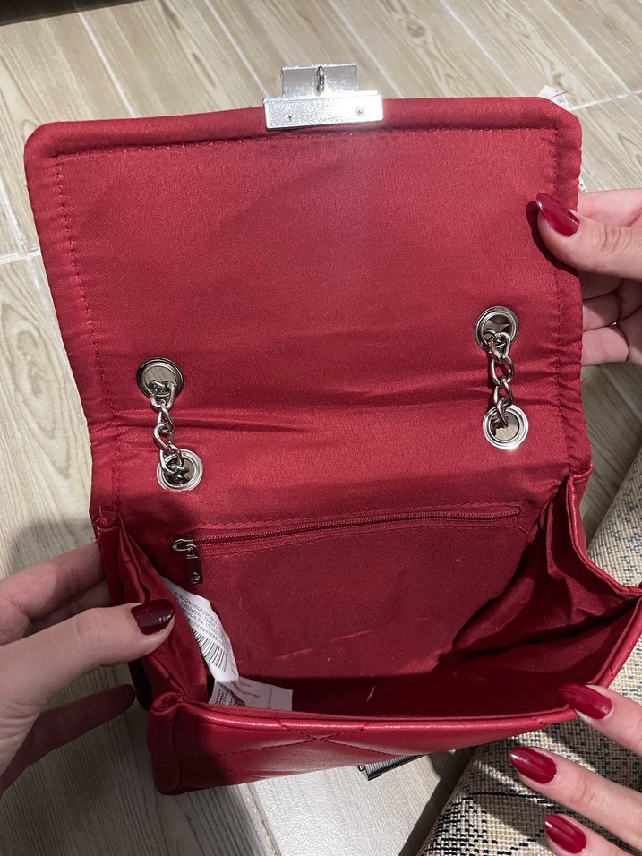 Stradivarius Kırmızı Deri Çanta - Görsel 5