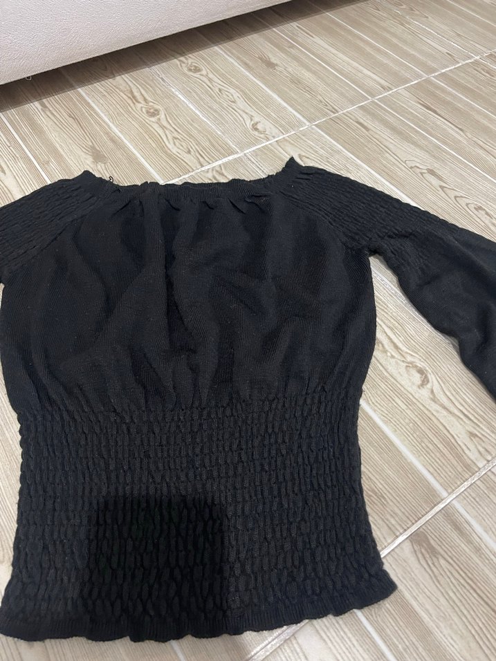 Nakışlı Siyah Kadın veli oturan bluz - Görsel 3