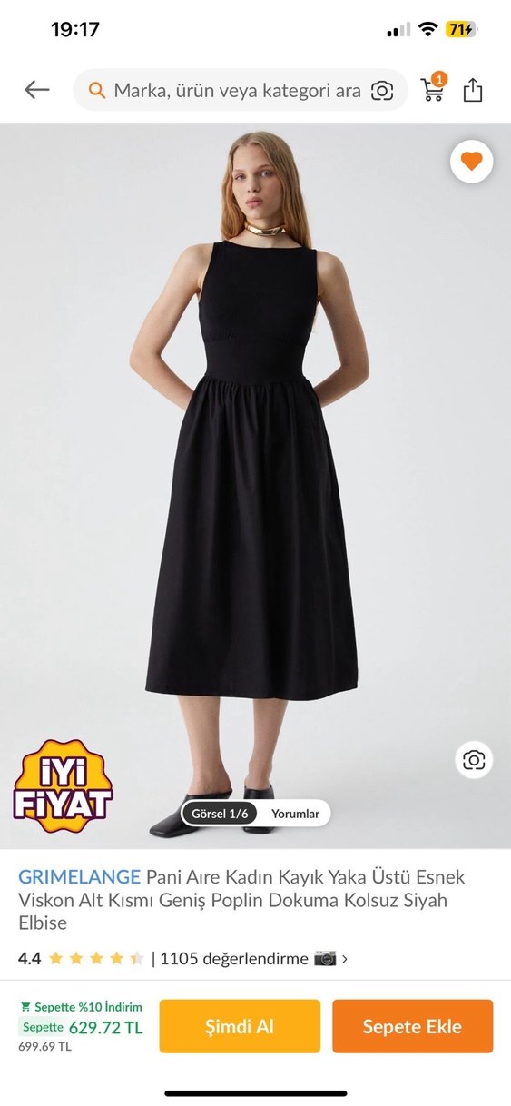 Siyah grimelange elbise - Görsel 4