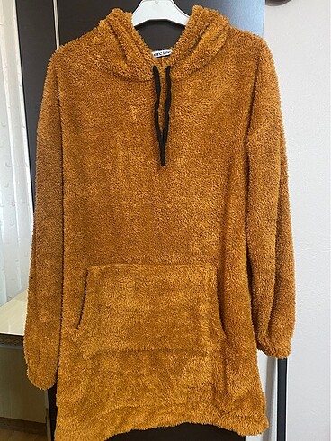 Peluş kapşonlu tunik