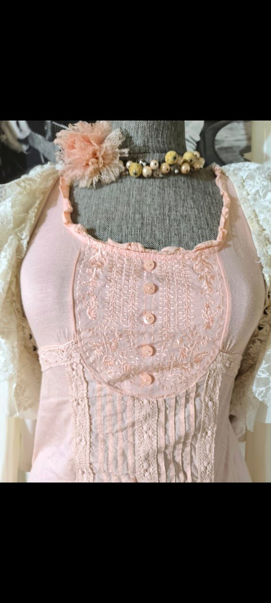 Dantel Detaylı Pembe Bohem Kadın Bluz - Görsel 2