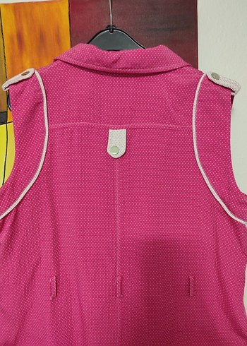 Pembe, Fermuarlı, Uzun Kadın Yelek - Görsel 5