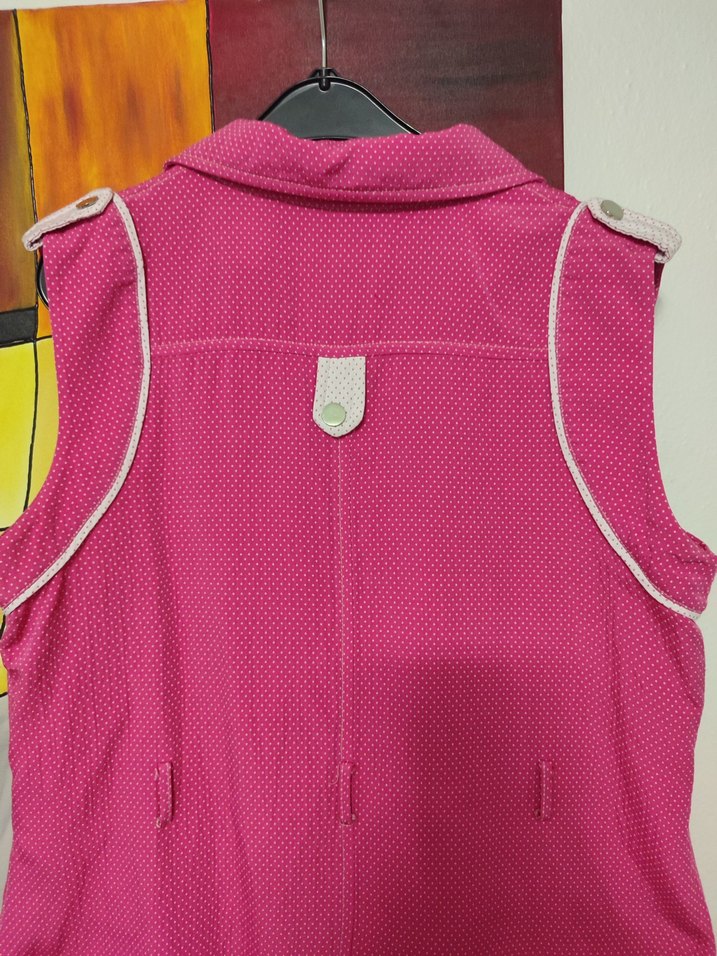 Pembe, Fermuarlı, Uzun Kadın Yelek - Görsel 5