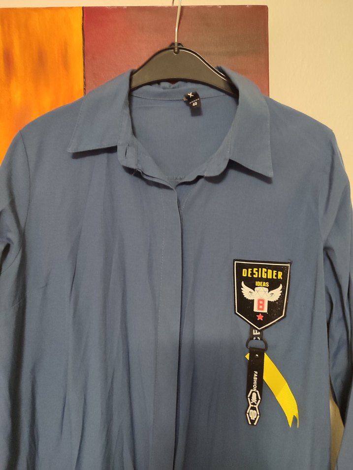 Kadın Mavi Denim Uzun Kollu Gömlek - Görsel 3