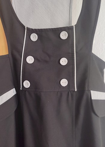 Düğmeli Siyah Uzun Kadın Salopet - Görsel 5