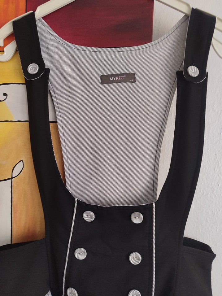 Düğmeli Siyah Uzun Kadın Salopet - Görsel 3