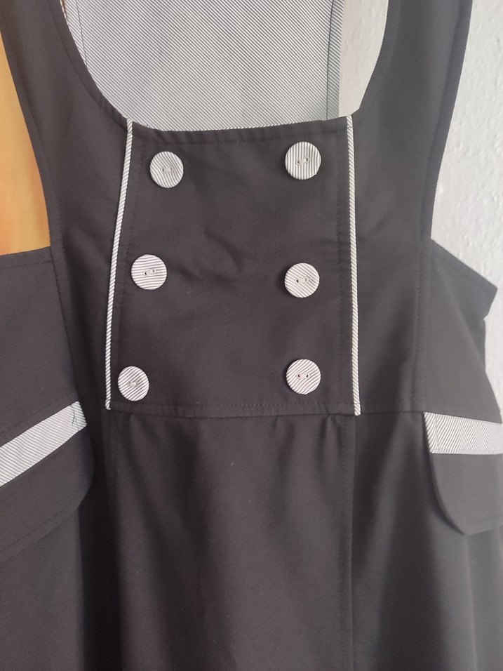 Düğmeli Siyah Uzun Kadın Salopet - Görsel 5