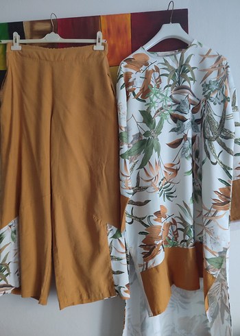 Bohem Tarz Uzun Bej Baskılı ikili takım - Görsel 8