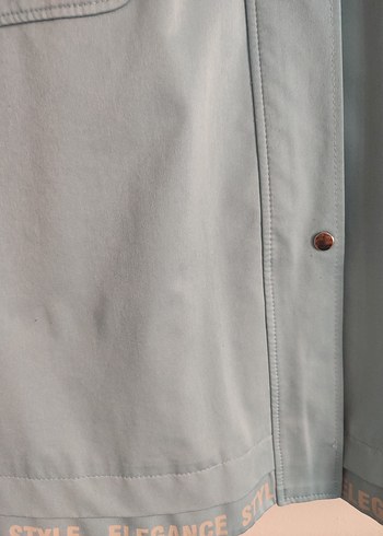 Düğmeli Uzun Mavi Kadın trençkot - Görsel 6