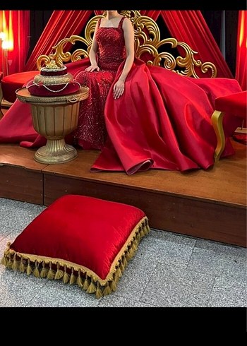 Kırmızı İşlemeli kına elbisesi - Görsel 5