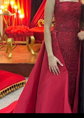 Kırmızı İşlemeli kına elbisesi - Görsel 4