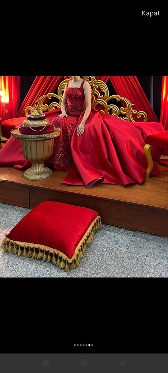 Kırmızı İşlemeli kına elbisesi - Görsel 5