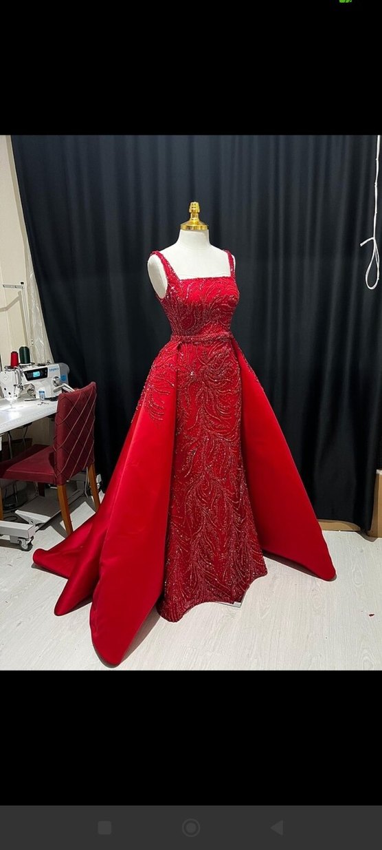 Kırmızı İşlemeli kına elbisesi - Görsel 3