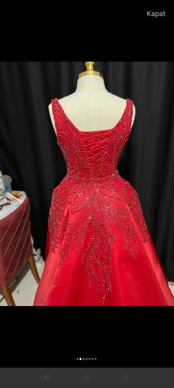 Kırmızı İşlemeli kına elbisesi - Görsel 2