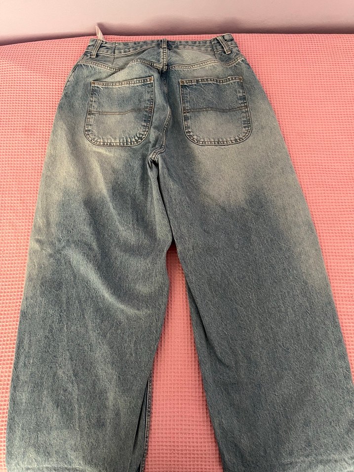 Gri Mavi Bol Kesim Kadın Denim Pantolon - Görsel 2