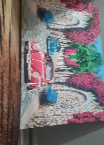 Renkli Kırmızı Klasik Araba Tablo az kulanılmış iyi görünüyor - Görsel 2