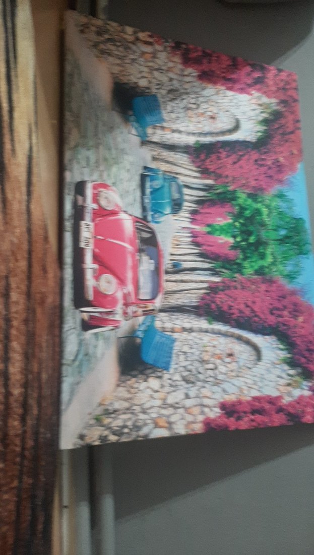 Renkli Kırmızı Klasik Araba Tablo az kulanılmış iyi görünüyor - Görsel 2