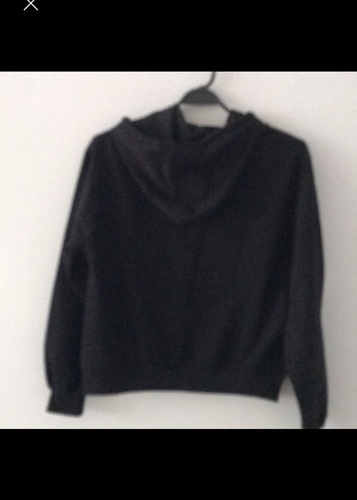 Bayan kapşonlu krop sweat - Görsel 4