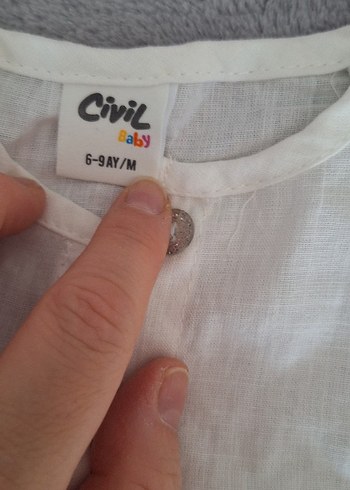 Civil Gri Desenli Bebek Önlüğü