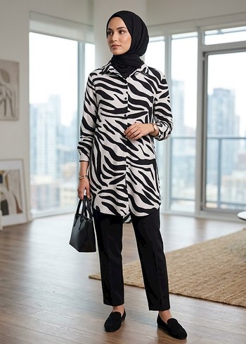 Tuğba&Venn Zebra Desenli Uzun Tunik
