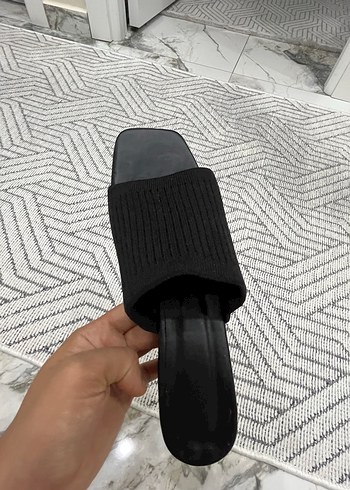 40 Beden Düz Siyah Stiletto Topuklu Kadın Terlik