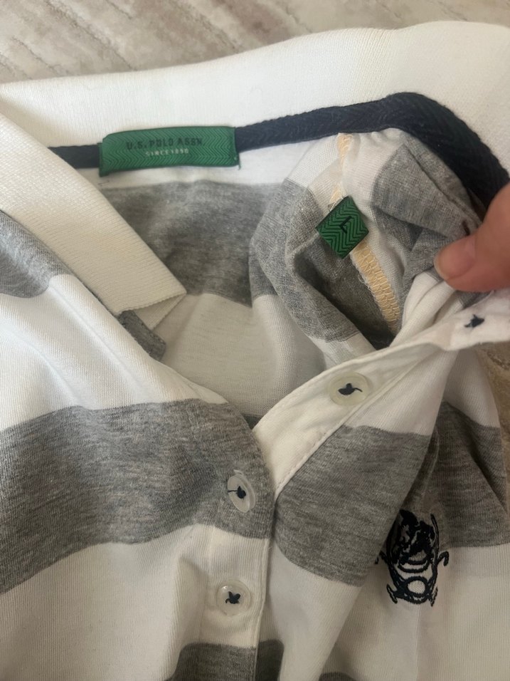 Gri Çizgili Polo Tişört - Görsel 5