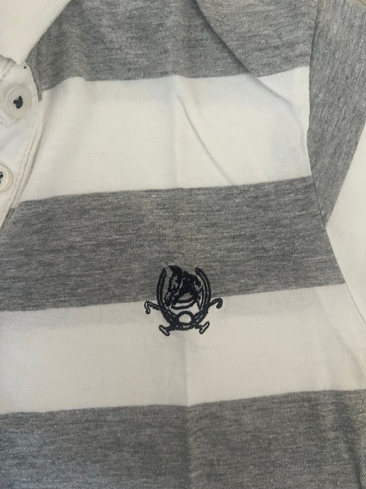 Gri Çizgili Polo Tişört - Görsel 3