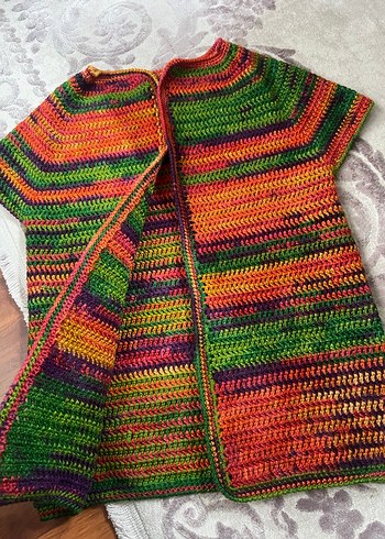 Renkli Örgü Bohem Mini Süveter - Görsel 2