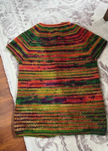 Renkli Örgü Bohem Mini Süveter - Görsel 4