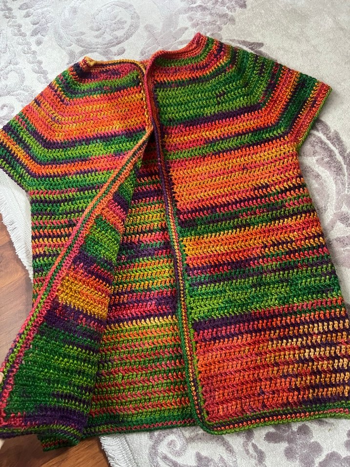 Renkli Örgü Bohem Mini Süveter - Görsel 2