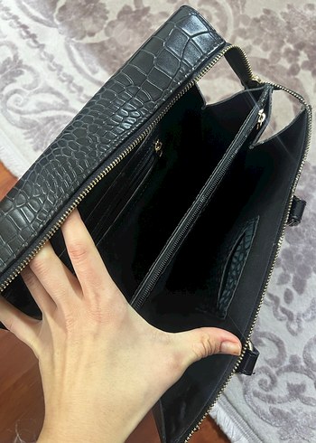 Siyah Yılan Desenli Deri Kadın Çanta - Görsel 3