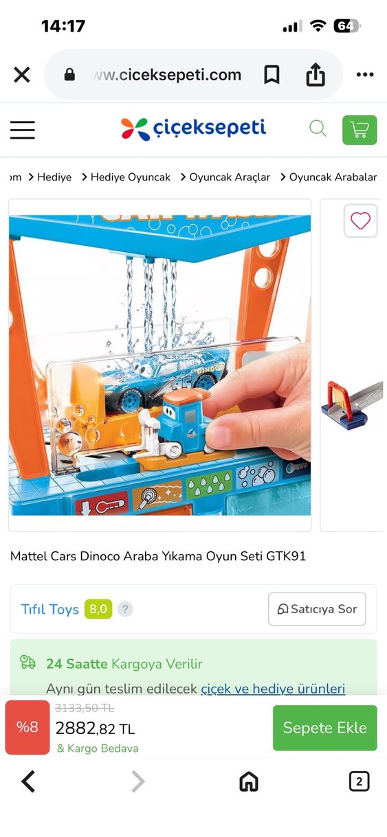 Mattel Cars Dinoco Araba Yıkama Oyun Seti GTK91 - Görsel 2