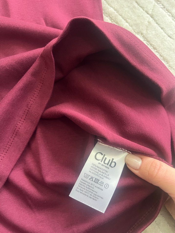 Bordo kadın Kısa Kollu Tişört - Görsel 3