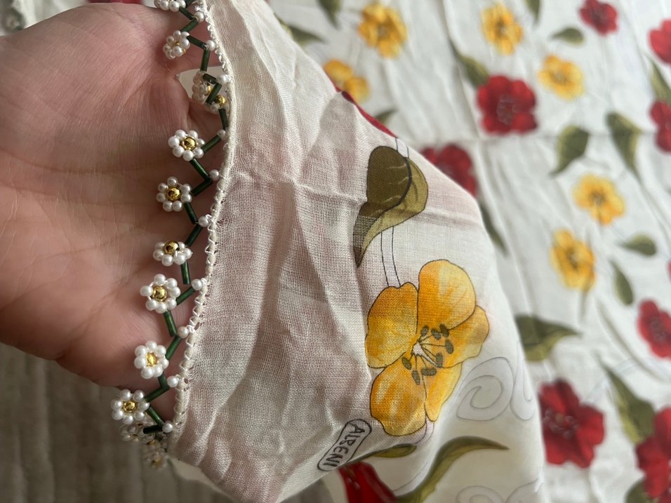 Çiçek Desenli Bohem Kadın Fuları - Görsel 3