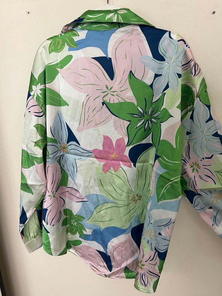 Çiçek Desenli zara saten Gömlek - Görsel 4