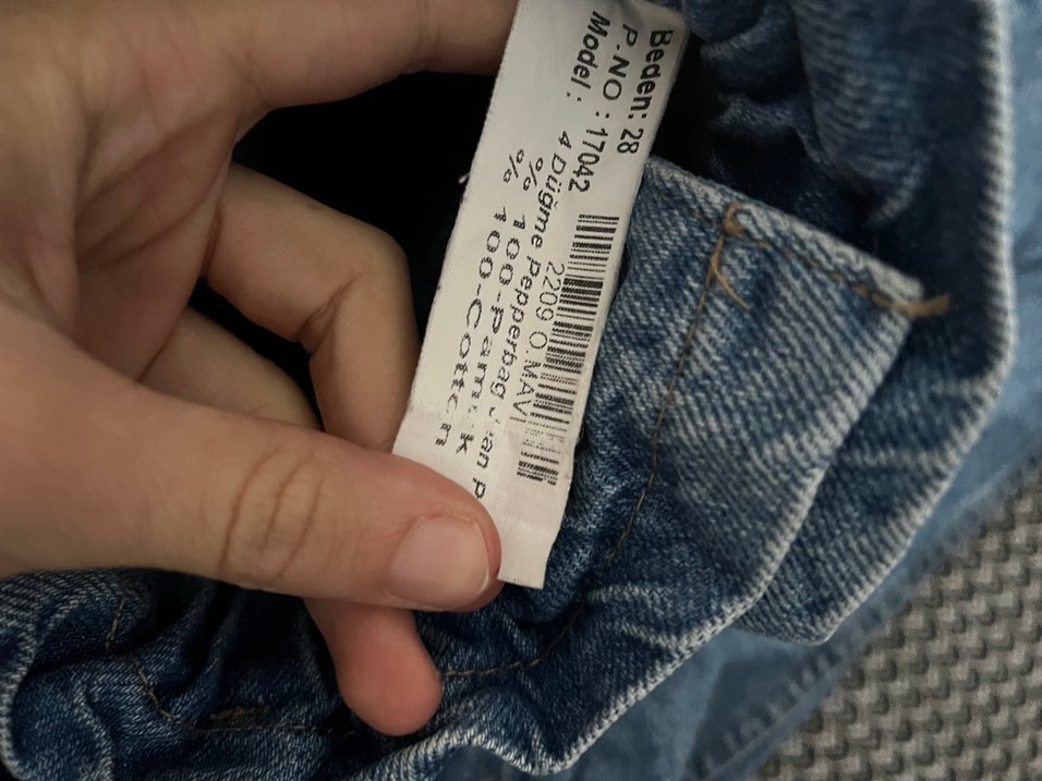 Düğmeli mom Fit Mavi Kadın Jean - Görsel 2