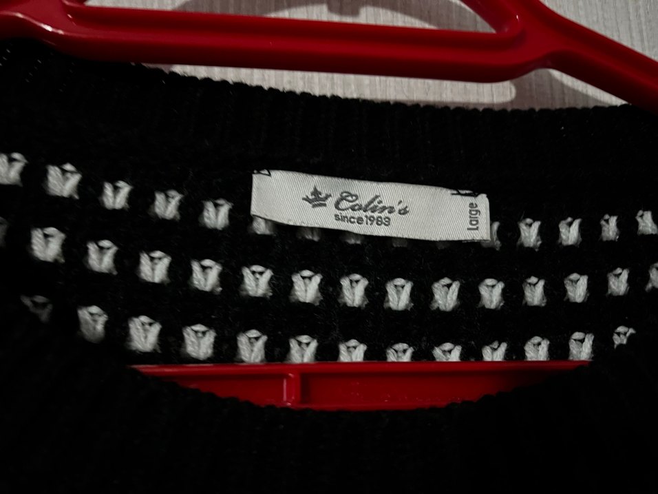 Kadın Siyah beyaz Çizgili Örgü Kazak - Görsel 2