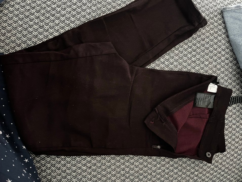 Bordo Kadın Kumaş Pantolon Fermuarlı - Görsel 2