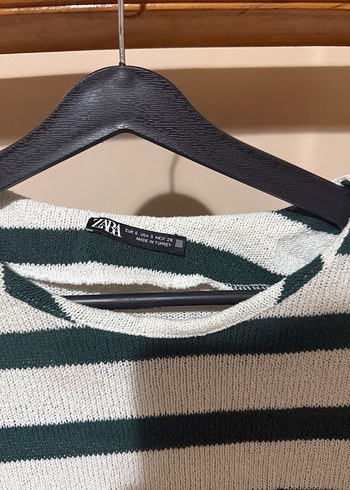 Zara Çizgili Kısa Kollu Kadın Triko Süveter - Görsel 2