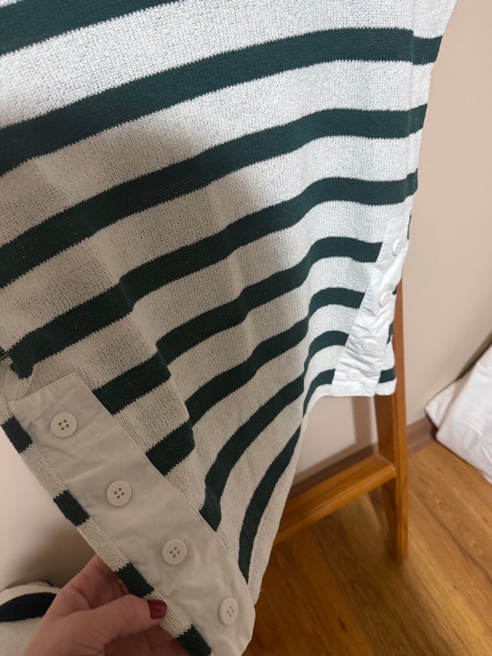 Zara Çizgili Kısa Kollu Kadın Triko Süveter - Görsel 3