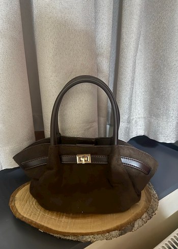 Kahverengi Süet Kemer Detaylı Kadın Çanta - Görsel 2