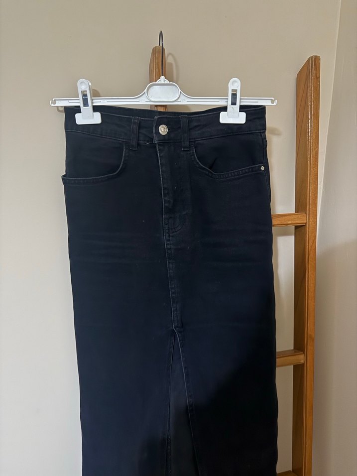 Siyah Kot Midi Boy  Etek - Görsel 2