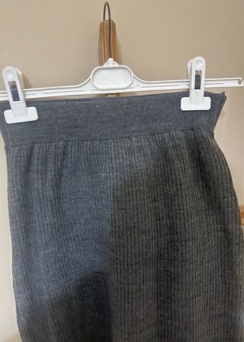 Gri Uzun Triko Kadın Etek - Görsel 2