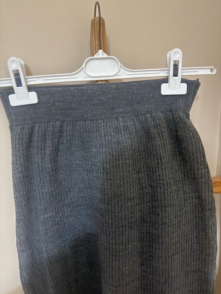 Gri Uzun Triko Kadın Etek - Görsel 2