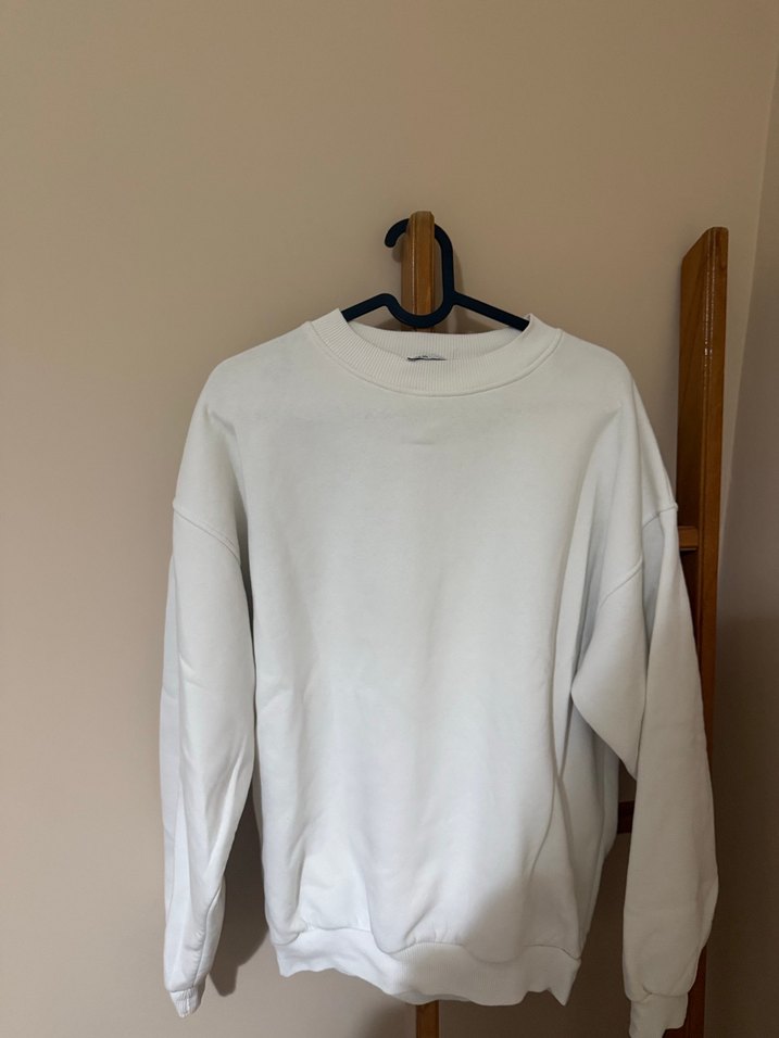 Kadın Beyaz Pamuklu Sweatshirt - Görsel 3