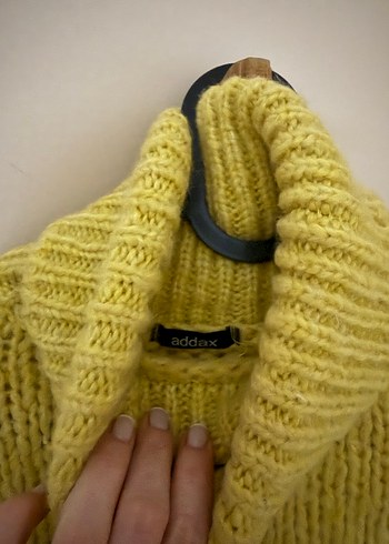 Sarı Boğazlı Örgü Kadın Kazak - Görsel 3